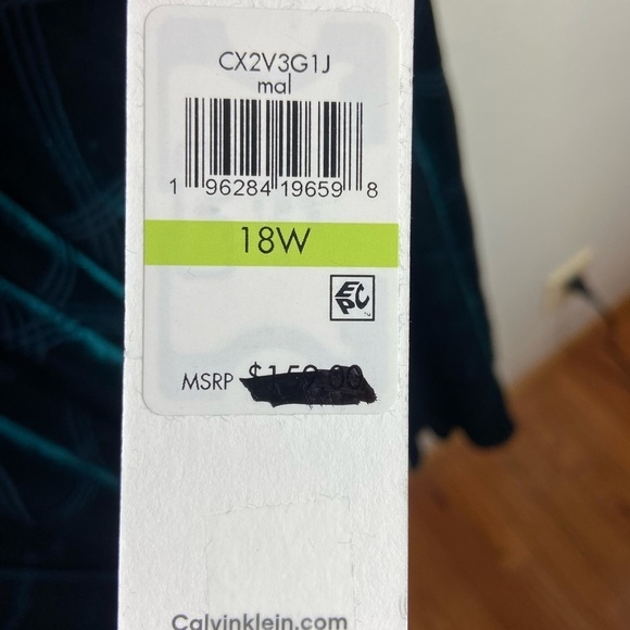 Calvin Klein Velvet Midi Dress with Burnout Plaid Design – Size 18W (NWT) - Picture 7 of 11